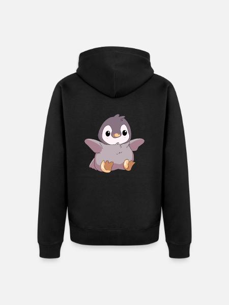 Petit pingouin mignon heureux - Veste à capuche bio Premium Unisexe - noir
