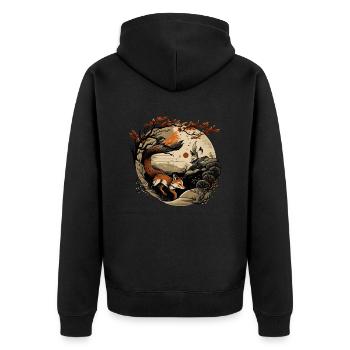 Fox 6 - Unisex Premium Organic Zip Hoodie - black - Back - Nico (187cm)