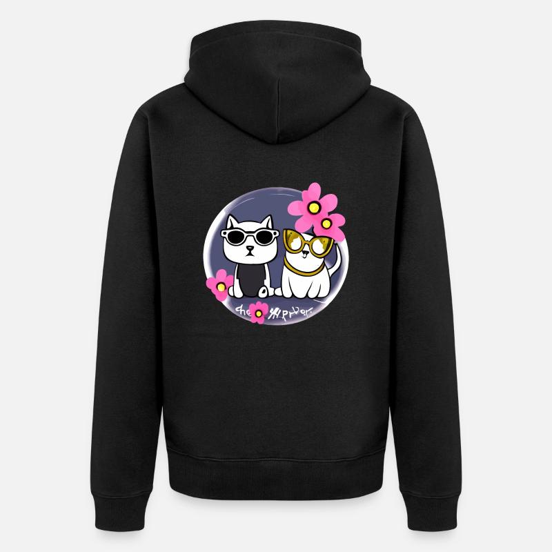 Chats mignons meilleurs amis - Veste à capuche bio Premium Unisexe - noir