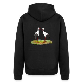 Störche - Unisex Premium Bio Zip Hoodie - Schwarz - Hinten - Nico (187cm)