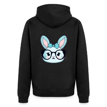 Mina the rabbit - Unisex Premium Organic Zip Hoodie - black - Back - Nico (187cm)