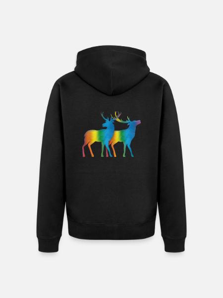 Hirsch - Unisex Premium Bio Zip Hoodie - Schwarz