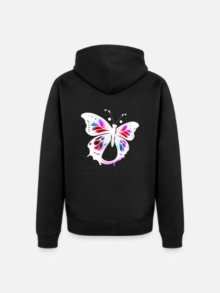 Mehrfarbiger Schmetterling - Unisex Premium Bio Zip Hoodie - Schwarz