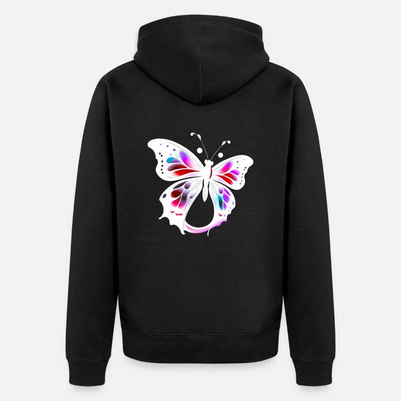 Mehrfarbiger Schmetterling - Unisex Premium Bio Zip Hoodie - Schwarz