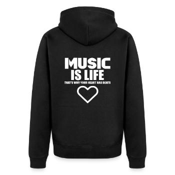 Music is life heart logo - Unisex Premium Organic Zip Hoodie - black - Back - Nico (187cm)