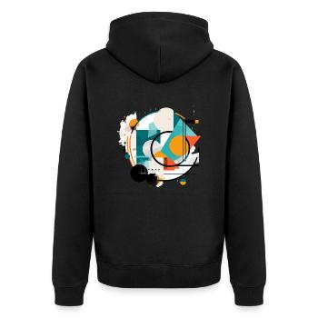 Abstraktes geometrisches Design - Unisex Premium Bio Zip Hoodie - Schwarz - Hinten - Nico (187cm)
