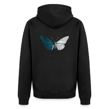 Minimalistischer Schmetterling - Unisex Premium Bio Zip Hoodie - Schwarz - Hinten - Nico (187cm)