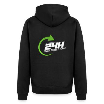 24h - Unisex Premium Bio Zip Hoodie - Schwarz - Hinten - Nico (187cm)
