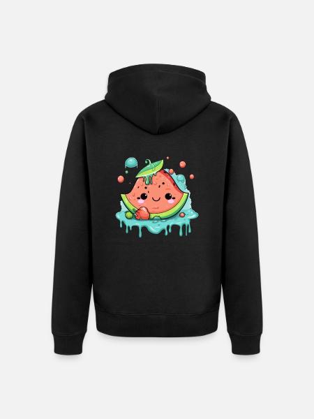 Eli pastèque Kawaii - Veste à capuche bio Premium Unisexe - noir