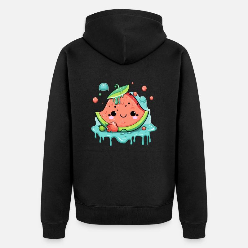 Eli pastèque Kawaii - Veste à capuche bio Premium Unisexe - noir