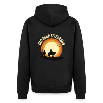 Old Schmetterhand - Unisex Premium Bio Zip Hoodie - Schwarz - Hinten - Nico (187cm)