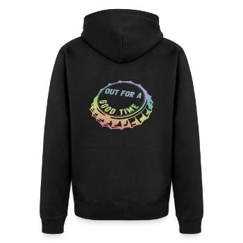 out for a good time - Unisex Premium Bio Zip Hoodie - Schwarz - Hinten - Nico (187cm)