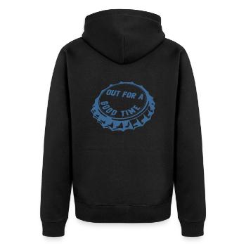 out for a good time - Unisex Premium Organic Zip Hoodie - black - Back - Nico (187cm)