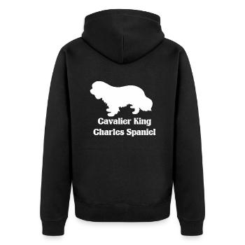 Cavalier King Charles Spaniel Silhouette - Unisex Premium Bio Zip Hoodie - Schwarz - Hinten - Nico (187cm)