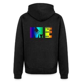 Manifeste de moi: choix, décision, vie - Veste à capuche bio Premium Unisexe - noir - Dos - Nico (187cm)