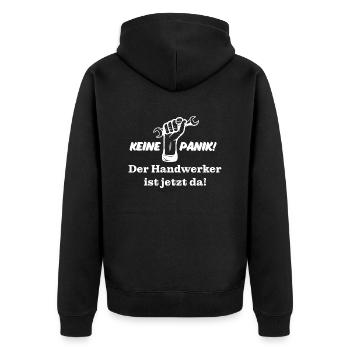 Keine Panik! Der Handwerker ist da! Technik, Azubi - Unisex Premium Bio Zip Hoodie - Schwarz - Hinten - Nico (187cm)