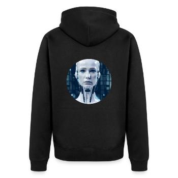 KI Robot/ Ai Roboter/ Cyborg/Cyberpunk - Unisex Premium Organic Zip Hoodie - black - Back - Nico (187cm)