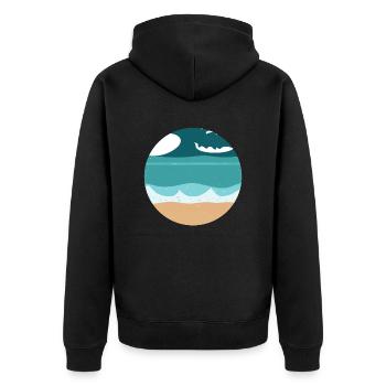 Beach with Waves Illustration - Unisex Premium Organic Zip Hoodie - black - Back - Nico (187cm)