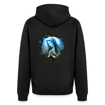 Holly Mary Maria Madonna Mariana Virgin Mary Holy - Unisex Premium Organic Zip Hoodie - black - Back - Nico (187cm)