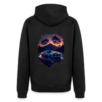 Klassischer Sportwagen - Unisex Premium Bio Zip Hoodie - Schwarz - Hinten - Nico (187cm)