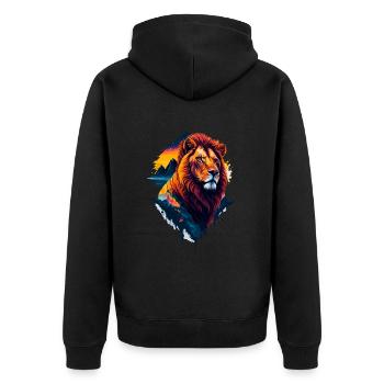 Abstract illustration of lion - Unisex Premium Organic Zip Hoodie - black - Back - Nico (187cm)