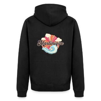 Martinique Caraïbes Rétro Plage des années 80 - Veste à capuche bio Premium Unisexe - noir - Dos - Nico (187cm)