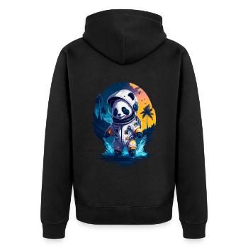 Niedlicher Panda-Astronaut - Unisex Premium Bio Zip Hoodie - Schwarz - Hinten - Nico (187cm)