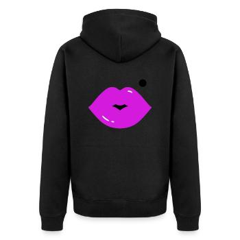 Lips with mole - Unisex Premium Organic Zip Hoodie - black - Back - Nico (187cm)