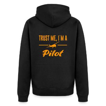 Pilot Spruch Flugzeug - Unisex Premium Bio Zip Hoodie - Schwarz - Hinten - Nico (187cm)