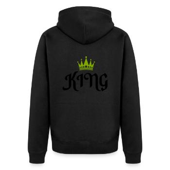 king 02 - Unisex Premium Organic Zip Hoodie - black - Back - Nico (187cm)