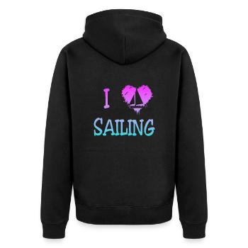 I love Sailing - Unisex Premium Bio Zip Hoodie - Schwarz - Hinten - Nico (187cm)