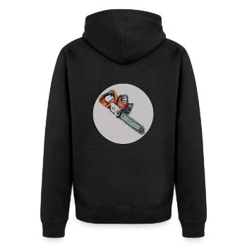 Motorsäge - Unisex Premium Bio Zip Hoodie - Schwarz - Hinten - Nico (187cm)