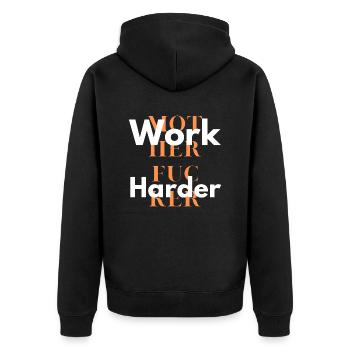 work harder 1 - Veste à capuche bio Premium Unisexe - noir - Dos - Nico (187cm)