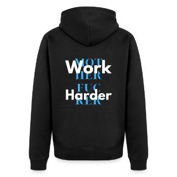 work harder 2 - Veste à capuche bio Premium Unisexe - noir - Dos - Nico (187cm)