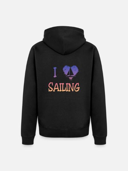 I love Sailing - Unisex Premium Bio Zip Hoodie - Schwarz