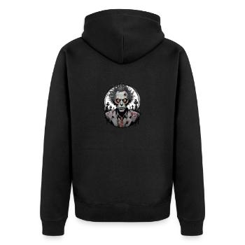 ZOMBIE im Kostüm 1 - Unisex Premium Bio Zip Hoodie - Schwarz - Hinten - Nico (187cm)