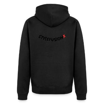 StyleFusionX Brand - Unisex Premium Organic Zip Hoodie - black - Back - Nico (187cm)