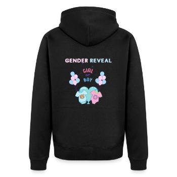Gender Reveal - Unisex Premium Bio Zip Hoodie - Schwarz - Hinten - Nico (187cm)