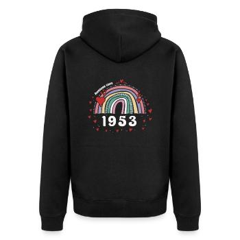 Awesome 1953 - 70th Birthday w/ Cute Vintage - Unisex Premium Organic Zip Hoodie - black - Back - Nico (187cm)