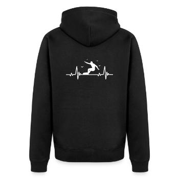 Surf, Hommes, Rythme cardiaque, ECG, Sports, Surf - Veste à capuche bio Premium Unisexe - noir - Dos - Nico (187cm)