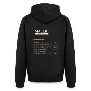 Stundenpreise Maler - Unisex Premium Bio Zip Hoodie - Schwarz - Hinten - Nico (187cm)