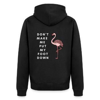 Flamingo Foot Down Funny Design - Unisex Premium Organic Zip Hoodie - black - Back - Nico (187cm)