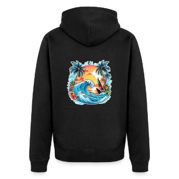 Surfing Beach Palm Tree Sunshine Holidays - Unisex Premium Organic Zip Hoodie - black - Back - Nico (187cm)