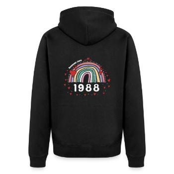 Cute Rainbow Awesome 1988 - 35. Geburtstag mit - Unisex Premium Bio Zip Hoodie - Schwarz - Hinten - Nico (187cm)