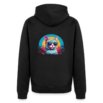Cool Cat with Sungalsses - Unisex Premium Organic Zip Hoodie - black - Back - Nico (187cm)