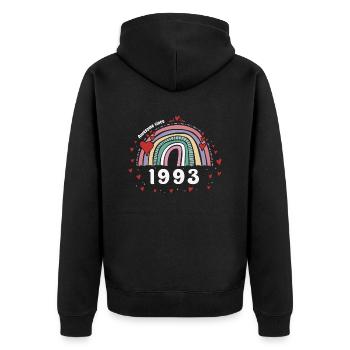 Awesome 1993 - 30. Geburtstag mit süßem Jahrgang - Unisex Premium Bio Zip Hoodie - Schwarz - Hinten - Nico (187cm)
