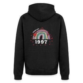 Cute Rainbow Awesome 1997 - 26. Geburtstag mit - Unisex Premium Bio Zip Hoodie - Schwarz - Hinten - Nico (187cm)