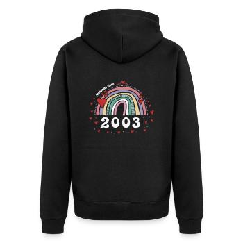 Génial 2003 - 20e anniversaire w / Vintage mignon - Veste à capuche bio Premium Unisexe - noir - Dos - Nico (187cm)