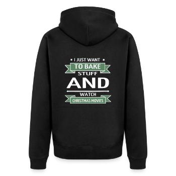 dinosaur fan under the tree bodybuilder - Unisex Premium Bio Zip Hoodie - Schwarz - Hinten - Nico (187cm)