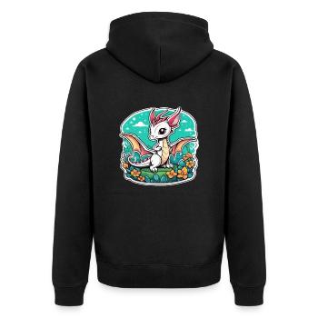 Asiatischer Babydrache - Japan - Chinesisch - Unisex Premium Bio Zip Hoodie - Schwarz - Hinten - Nico (187cm)